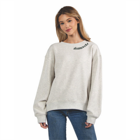 Shamrocks Embroidered Collar Crew