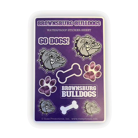 Brownsburg Bulldogs Waterproof Sticker Sheet - Rose Promos