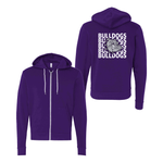 Repeating Bulldog w/Head  Purple Full Zip Sweatshirt - Rose Promos