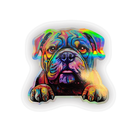Holographic Bulldog Waterproof Sticker - Rose Promos