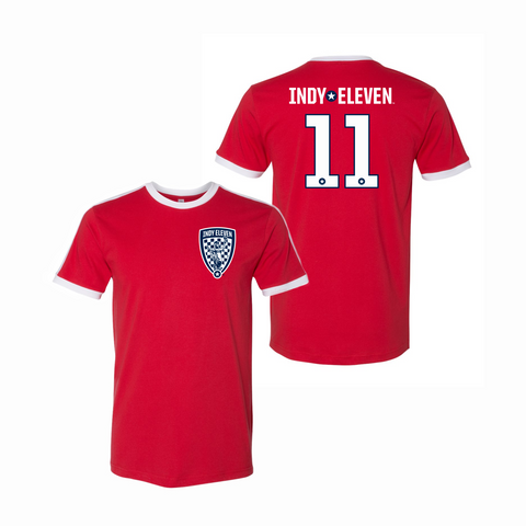 Indy Eleven Ringspun Cotton Tee Front & Back Logo - Rose Promos